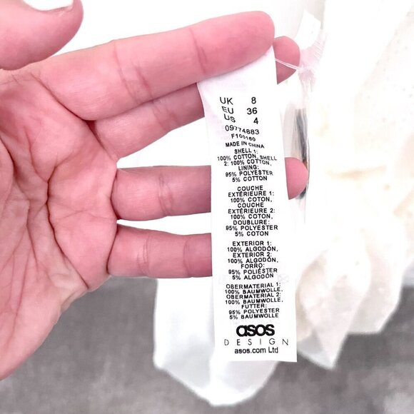 ASOS Broderie White Button Through Eyelet Midi Dress Size 4 - Picture 6 of 8